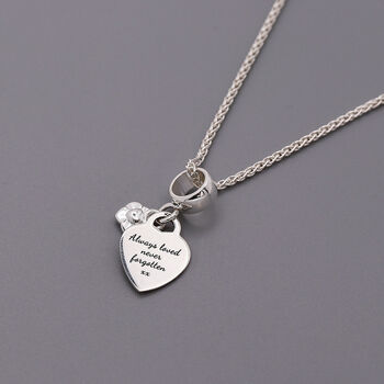 Forget Me Not Memorial Heart Personalised Silver Necklac, 5 of 7
