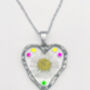 Heart Necklace With Daisy Flowers And Colourful Crystals, thumbnail 3 of 12