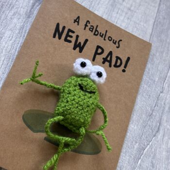 Frog Crochet New Home Housewarming Card Handmade, 12 of 12
