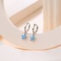 Sterling Silver Blue Cz Star Huggie Hoop Earrings, thumbnail 2 of 9
