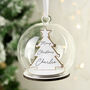 Personalised Wooden Christmas Tree Glass Bauble, thumbnail 2 of 3
