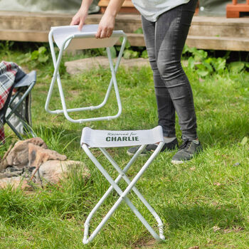 Personalised Foldable Camping Stool In White, 2 of 5