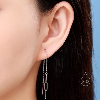 Link Chain Threader Earrings In Sterling Silver, 6 of 9