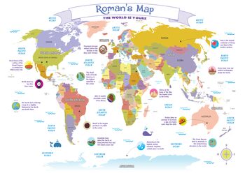 Kids World Map Wall Sticker With Child's Name, 3 of 3