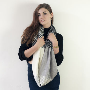 Triangle Knitted Circle Scarf In Monochrome, 6 of 6
