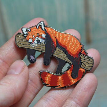 Red Panda Illustration Hard Enamel Pin Badge, 2 of 3