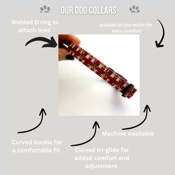 Red Reindeer Christmas Gingham Dog Collar, 2 of 3