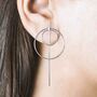 Double Circle Gold Plated Silver Ear Pin Stud Earrings, thumbnail 2 of 3
