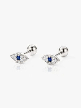 Gold Or Silver Women's Dainty Evil Eye Screw Back Stud Earrings, 5 of 5