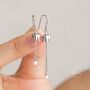 Asymmetric Lily Of The Valley With Dangle Pearl Dangle Earrings, thumbnail 4 of 10