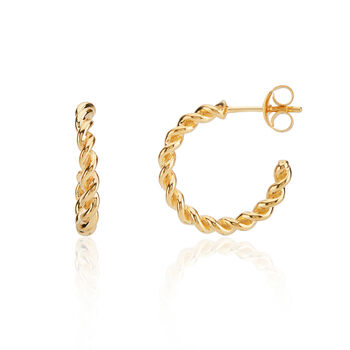 Alhambra Piccolo Twisted Gold Plated Hoop Earrings, 3 of 4