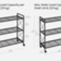 Three Tier Metal Storage Rack With Wheels, thumbnail 2 of 8