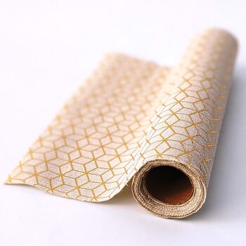 Cotton Table Runner Gold Geometric Pattern, 2 of 10