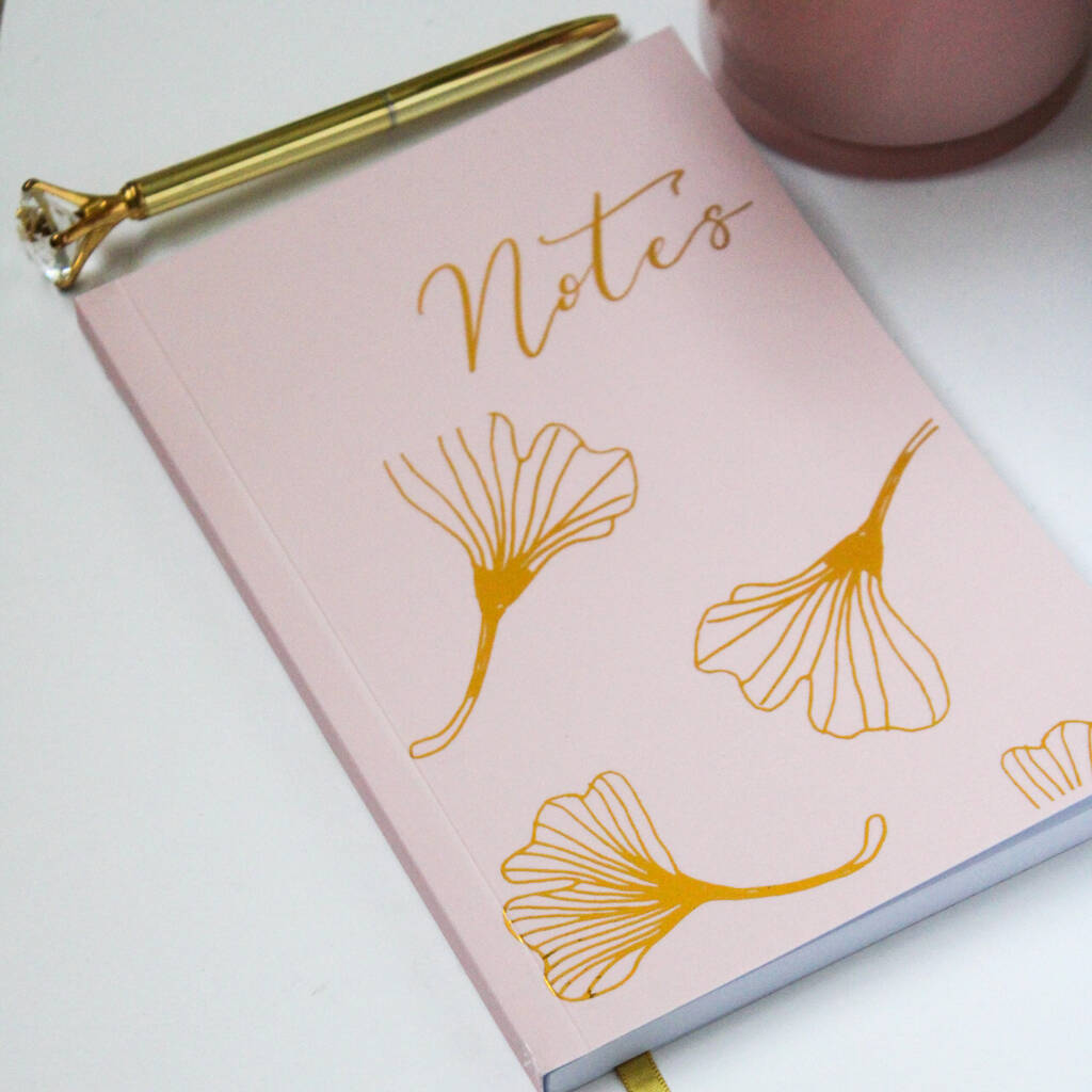 Personalised Soft Cover Gold Foil Notebook | Gingko, 1 of 4