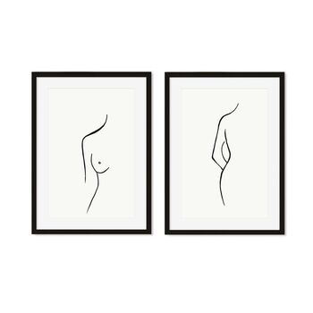 Female Nude Drawings Print Set Of Two, 2 of 9