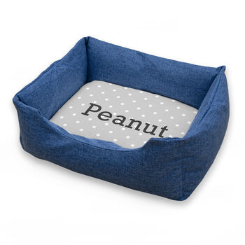 Personalised Luxury Blue Comfort Dog Bed, 9 of 12