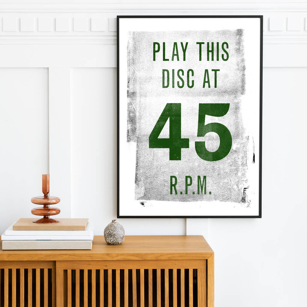 Play This Disc At 45 Rpm Record Wall Art Print, 1 of 2