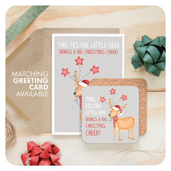 Cute Festive Deer Christmas Gift Coaster Bar Present, 5 of 5