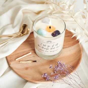Calm Affirmation Crystal Candle With Three Crystals, 3 of 5
