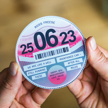 Personalised Tax Disc Glass Anniversary Gift, 5 of 5
