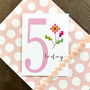Mini Cross Stitch 5th Birthday Card, thumbnail 1 of 3