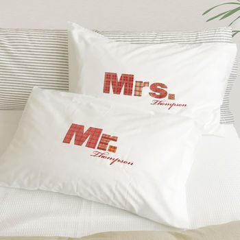 Personalised Couple Pillowcases Mr / Mrs, 2 of 12