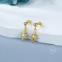 Sterling Silver Delicate Starburst Dangle Stud Earrings, thumbnail 4 of 12