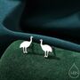 Sterling Silver Emu Bird Stud Earrings, thumbnail 1 of 11