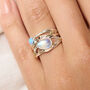 Molten Sterling Silver Moonstone And Blue Opal Ring, thumbnail 2 of 8