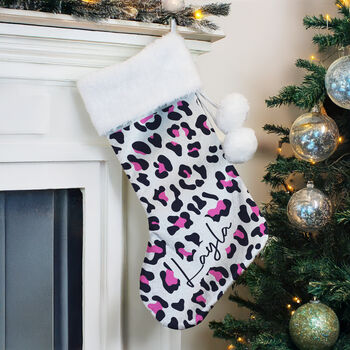Personalised Leopard Print Christmas Stocking, 3 of 4