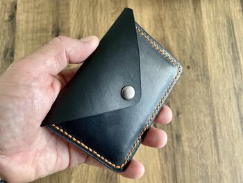 Black Leather Card Wallet, Personalised Card Holder, 7 of 12