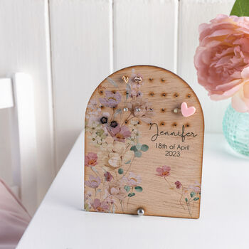 Dusky Roses And Wildflower Arched Earring Holder, 2 of 4
