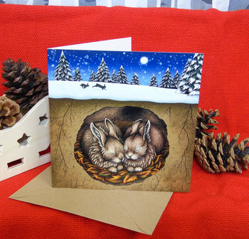 Eight Rabbit Christmas Cards With Charity Donation, 5 of 6