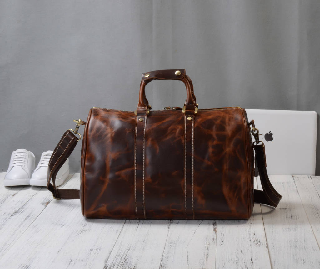 vintage leather weekend bag by eazo | notonthehighstreet.com