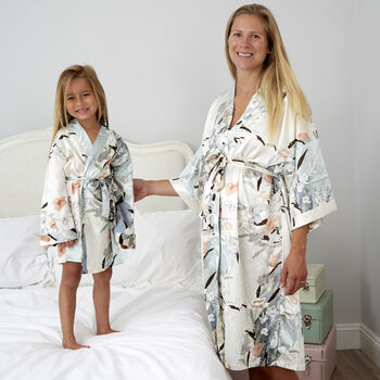 Mini Personalised Bridal Floral Print Dressing Gown, 4 of 4