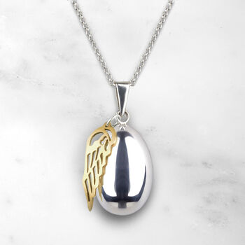 Egg Pregnancy Necklace With Angels Wing, 3 of 5