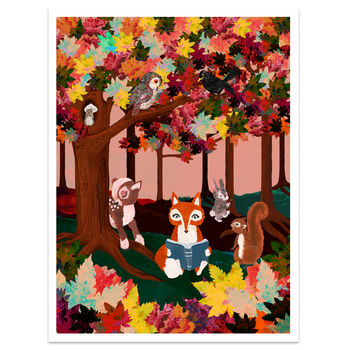 Woodland Animal Autumn Forest Art Print, 2 of 6