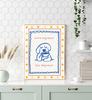 More Expresso Less Depresso Coffee Art Print, 3 of 3