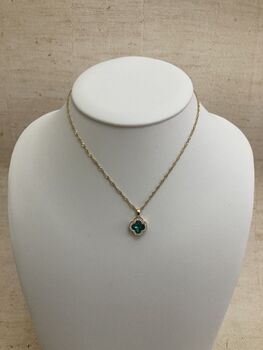 Emerald Green Clover Pendant Necklace, 2 of 5