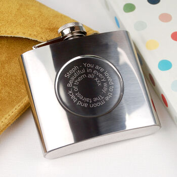 Personalised Hip Flask With Spiral Engraving, 3 of 7