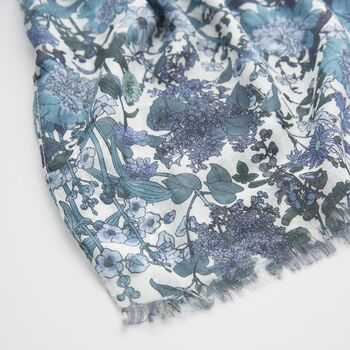 Deco Blooms Blue Lightweight Scarf, 2 of 3