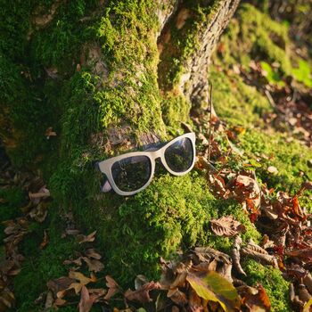 Orleans Recycled Denim Frame Sunglasses Dark Grey Lens, 4 of 10