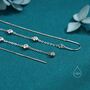 Sterling Silver Cz Bezel Cascade Drop U Threader Earrings, thumbnail 4 of 11