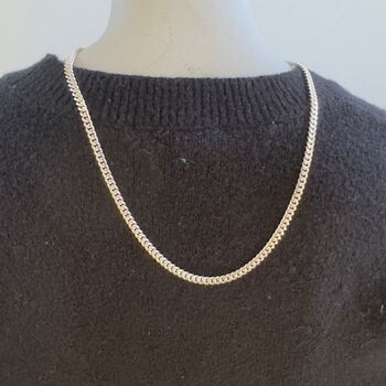 Flat Curb Sterling Silver Chain 60cm, 2 of 5
