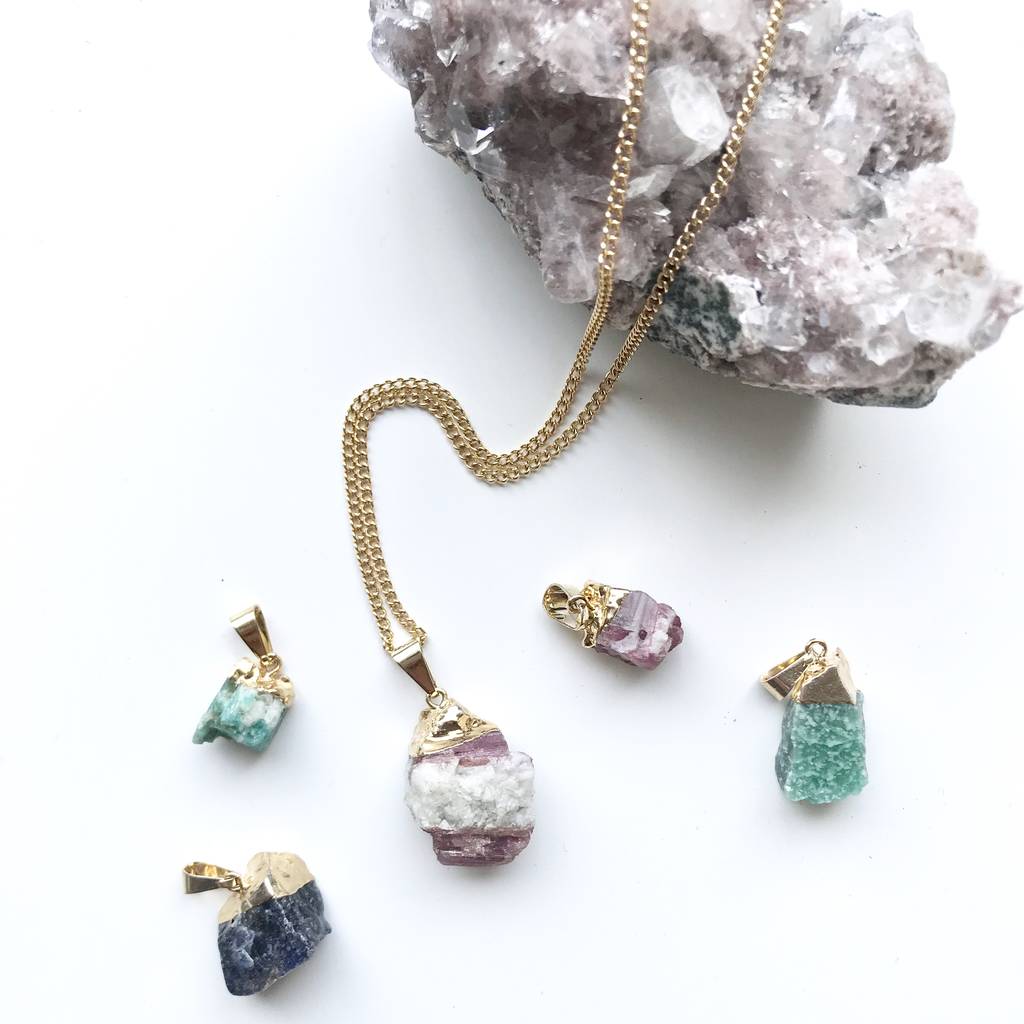 large raw pink tourmaline necklace by decadorn | notonthehighstreet.com