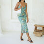 Turquoise Cowl Neck Dress With Side Split, thumbnail 1 of 4