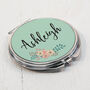 Personalised Name Green Floral Round Compact Mirror, thumbnail 4 of 6