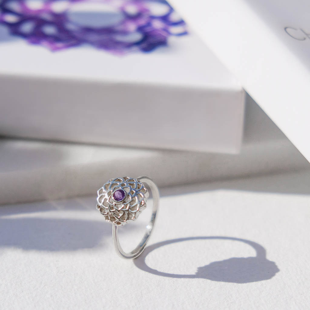 Crown Chakra Amethyst Ring Silver Or Gold Plated, 1 of 12