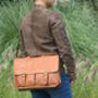 Vegetable Tanned Genuine Leather Laptop Bag, thumbnail 9 of 12