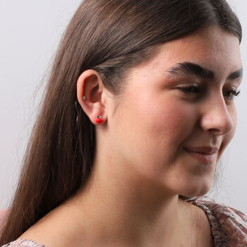 'Cutest Apple' Sterling Silver Apple Earrings, 5 of 6